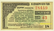 Rusko - Sibiř-kupon 4 Ruble,50 Kopějek 16.12.1926 