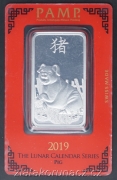 31,1g (1Oz) Stříbrný investiční slitek PAMP - The lunar calendar series pig 2019