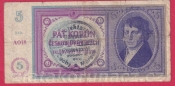 5 korun b.l. (1938) A 018 -přetisk ruční