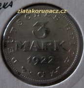 Německo - 3 Mark 1922 G