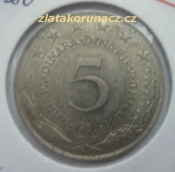 Jugoslávie - 5 dinar 1980