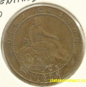 Španělsko - 10 centimos 1870 OM
