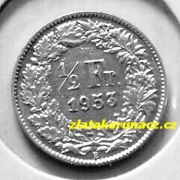 Švýcarsko - 1/2 frank 1953 B