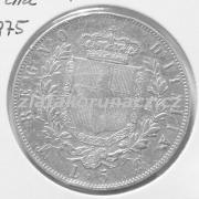 Itálie - 5 lire 1875 M/BN