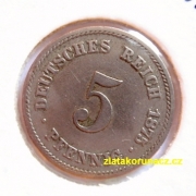 Německo - 5 Reich Pfennig 1875 H
