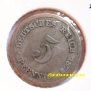 Německo - 5 Reich Pfennig 1876 H