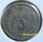 Německo - 5 Reich Pfennig 1900 D