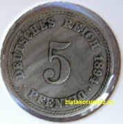 Německo - 5 Reich Pfennig 1894 A