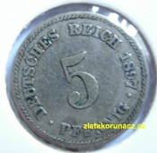 Německo - 5 Reich Pfennig 1897 E