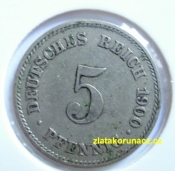 Německo - 5 Reich Pfennig 1900 E