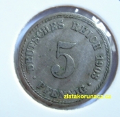 Německo - 5 Reich Pfennig 1903 A