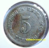 Německo - 5 Reich Pfennig 1906 D