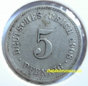 Německo - 5 Reich Pfennig 1908 E