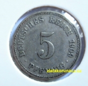 Německo - 5 Reich Pfennig 1909 A