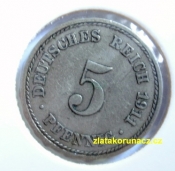 Německo - 5 Reich Pfennig 1911 A