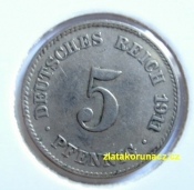Německo - 5 Reich Pfennig 1911 J