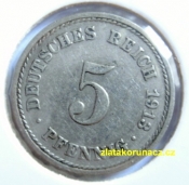 Německo - 5 Reich Pfennig 1913 A