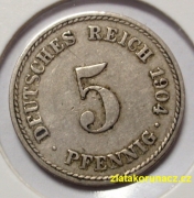 Německo - 5 Reich Pfennig 1904 F