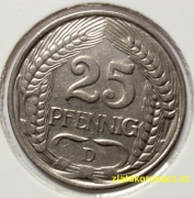 Německo - 25 Reich Pfennig 1910 D
