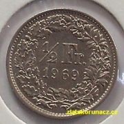 Švýcarsko - 1/2 frank 1969