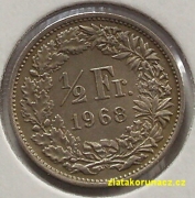 Švýcarsko - 1/2 frank 1968