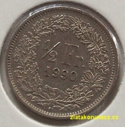 Švýcarsko - 1/2 frank 1990 B