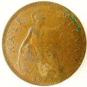 Anglie - 1/2 penny 1936