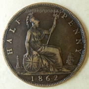 Anglie - 1/2 penny 1862