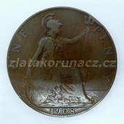 Anglie - 1 penny 1908