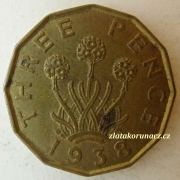 Anglie - 3 pence 1938
