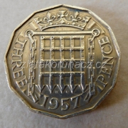 Anglie - 3 pence 1957