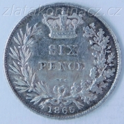 Anglie - 6 pence 1865