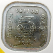 Ceylon - 5 cents 1920