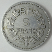 Francie - 5  francs 1945 hliník