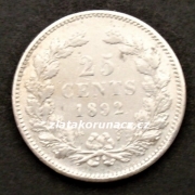 Holandsko - 25 cents 1892