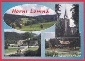 Horní Lomná - krajina, kostel, penziony