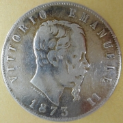 Itálie - 5 lir 1873 M/BN