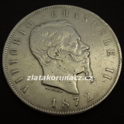 Itálie - 5 lire 1872 M/BN