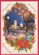 Karviná-Vánoční pozdrav,radnice, strom s osvětlením