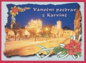 Karviná-Vánoční pozdrav z Karviné,osvětlené náměstí s radnicí