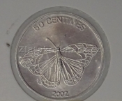 Kongo - 50 centimes 2002 - motýl