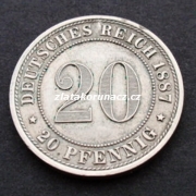 Německo - 20 Reich Pfennig 1887 E