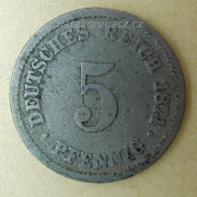 Německo - 5 Reich Pfennig 1874 C