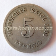 Německo - 5 Reich Pfennig 1890 F