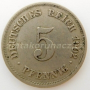 Německo - 5 Reich Pfennig 1902 E