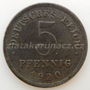 Německo - 5 Reich Pfennig 1920 E
