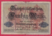 Německo - 50 mark 5.8.1914 - série H -7-m.číslovač