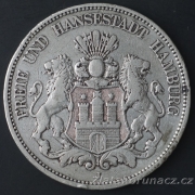 Německo - Hamburg - 5 marka 1876 J