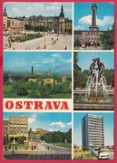 Ostrava-Nová radnice, pohled na město,náměstí, fontána,ČS, panelák