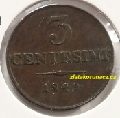 3 centesimi F.J.I.-1849 M